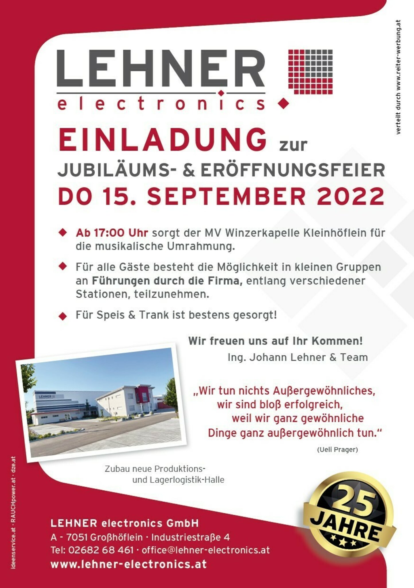 25 jähriges Jubiläum Lehner electronics feiert Jubiläums und