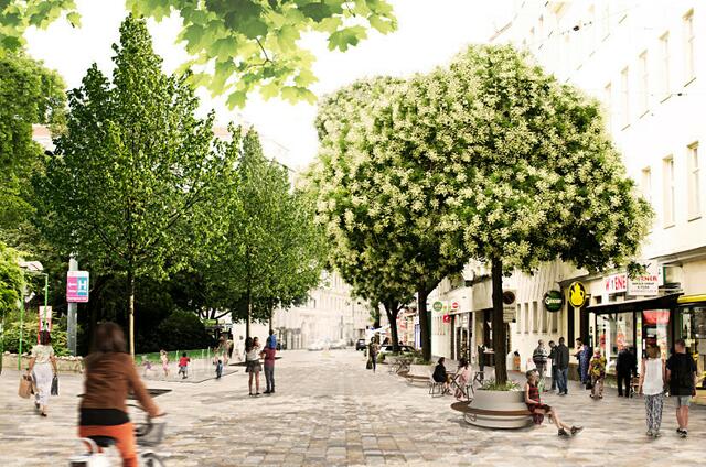 So könnte das Grätzl um den Kardinal-Nagl-Platz aussehen. | Foto: Grüne Landstraße