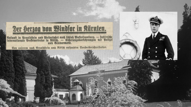 Der abgedankte König Eduard VIII. weilte einst im Nötscher Schloss Wasserleonburg. Die Presse verfolgte sein Tun ganz genau. | Foto: Wikipedia/Joadl/Screenshot
