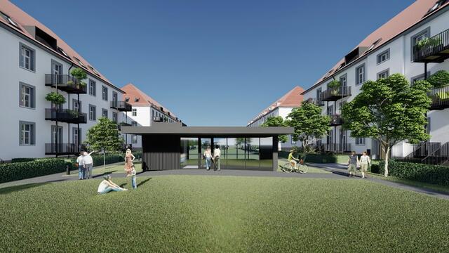 Die Kasernen-Gebäude werden saniert, auf den dahinter liegenden Sommergründen wird neu gebaut. | Foto: HWSF Privatstiftung