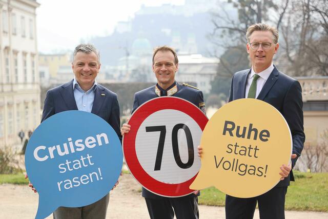 Oliver Schmerold (Verbandsdirektor ÖAMTC), Bernhard Rausch (Landespolizeidirektor Salzburg) und Johannes Hörl (Vorstand GROHAG) sind froh über die neue Verordnung.

 | Foto: GROHAG