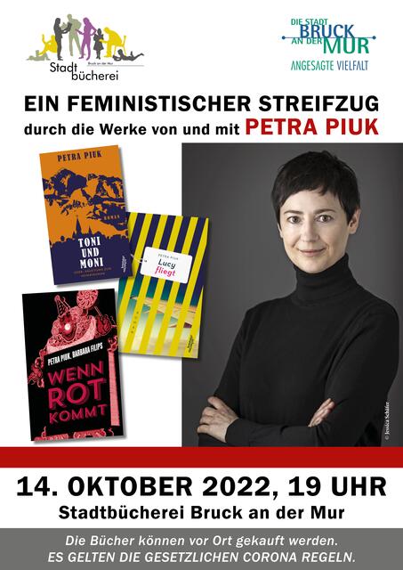 Ein feministischer Streifzug mit Schriftstellerin Petra Piuk in der Stadtbücherei Bruck | Foto: Stadtbücherei Bruck an der Mur