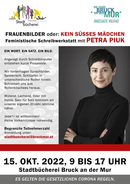Schriftstellerin Petra Piuk gibt einen Workshop "feministische Schreibwerkstatt" unter dem Titel "KEIN SÜSSES MÄDCHEN" | Foto: Stadtbücherei Bruck an der Mur