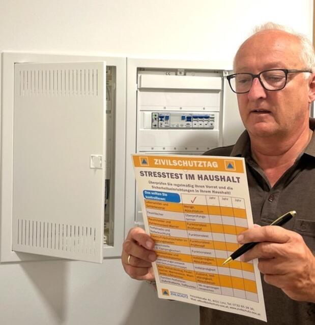 Bezirksleiter Bezirk Kirchdorf des OÖ Zivilschutz Dieter Goppold appelliert auf die Wichtigkeit eines Familiennotfallplans.  | Foto: Goppold/ OÖ Zivilschutz