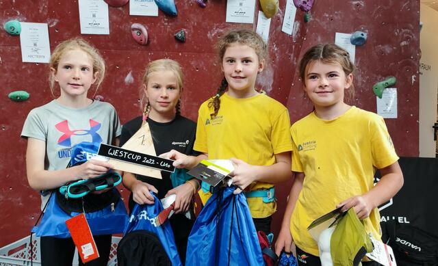 Erfolgreicher Westcup im arl.park in St. Anton am Arkberg: Die Siegerinnen der U10 weiblich.  | Foto: arl.park