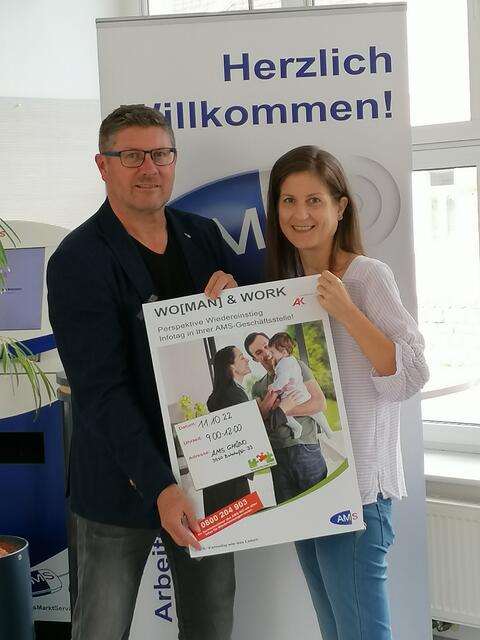 AMS-Geschäftsstellenleiter Harald Resch und AMS-Beraterin Miriam Kahl laden zum Infotag ein. | Foto: AMS Gmünd