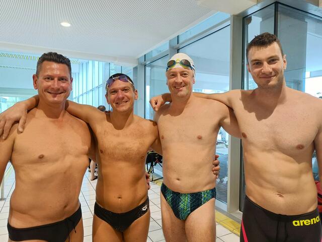 Die erfolgreiche Herren-Staffel (1x Silber, 1x Bronze), v. l. n. r.: Stephan Part, Michael Part, Dietmar Hufnagl, Benedikt Schachtner