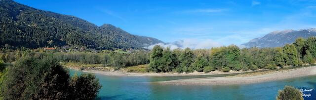 ........Blick runter zur Biegung der Drau.....