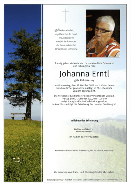 Sterbefälle im Oktober 2022: Trauer- und Todesanzeigen aus dem Bezirk ...