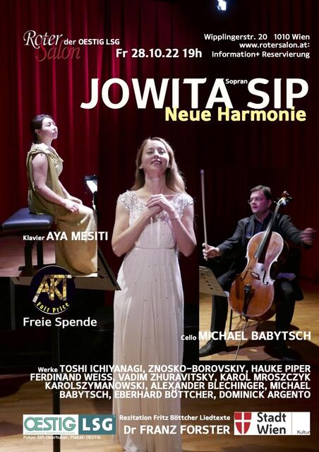 Sopranistin Jowita Sip glaubt an die „Neue Harmonie“ der Musik von Komponisten aus Polen, Ukraine, Österreich, Deutschland, USA und Japan.  | Foto: © Fotos: Elfi Oberhuber, Plakat: OESTIG 