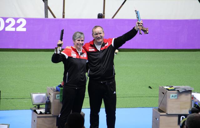 Die Pongauerin Sylvia Steiner jubelte mit ihrem Burgenländischen Partner, Richard Zechmeister, über den sensationellen Weltmeistertitel. | Foto: ÖSB