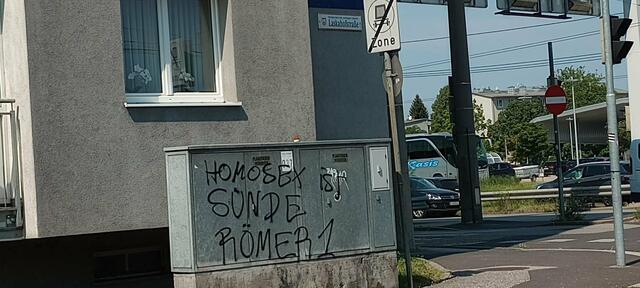 Stromkästen, Hauswände, Brückenpfeiler – solche und ähnliche Schmierereien sind seit mehreren Monaten im ganzen Stadtgebiet zu finden. | Foto: HOSI Linz