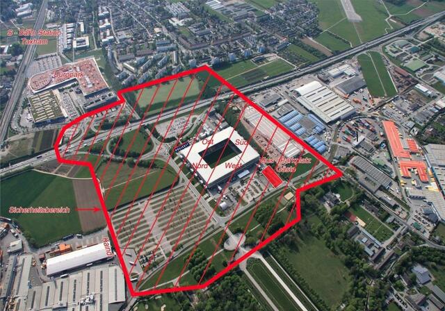 Sicherheitsbereich rund um das Red Bull-Stadion in Salzburg.  | Foto: LPD Salzburg