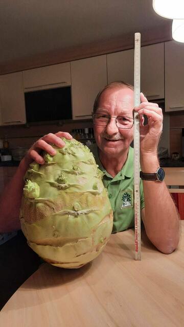 Der Kohlrabi von Wolfgang Rief brachte stolze 11.500 g auf die Waage.