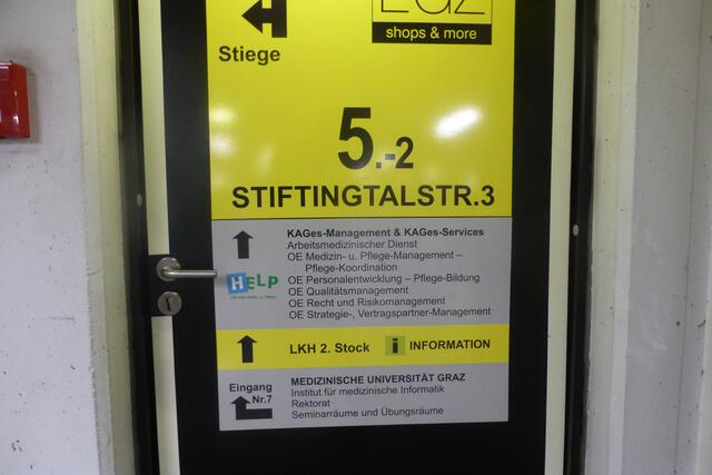 Beim Gebäude Stiftingtalstraße 5 ist das KAGES-Management beheimatet. Laut Info-e-Mail von der LKH-Leitung, sind hier keine LKH-Nutzungen vorhanden...