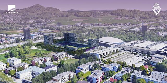 Das geplante Max Aicher Stadion auf dem Salzburger Messegelände. | Foto: SVAS