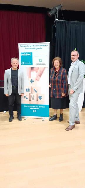 Vortragender Heribert Waitzer, Moderatorin Waltraud Steinböck, Robert Leitner, Vorsitzender des Landesstellenausschusses NÖ der ÖGK | Foto: MiniMed