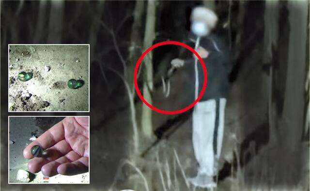 Mit einer Schleuder feuerte dieser Kriminelle zahlreiche Glaskugeln auf die Grenzpolizisten ab | Foto: Police Hungary / YouTube