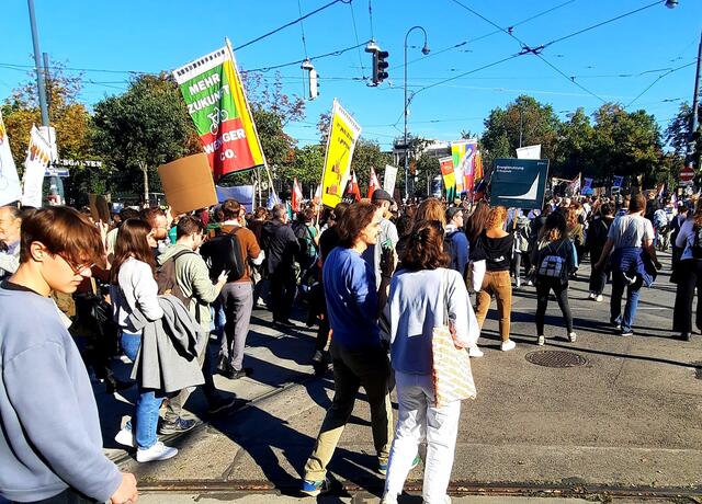 AHS Schülerinnen und Schüler bei der Klima-Demo in Wien. | Foto: AHS Korneuburg