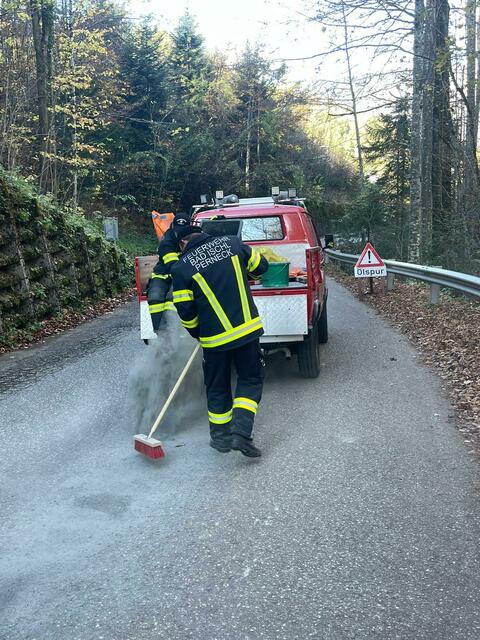 Die Ischler Feuerwehren mussten die Ölspur auf der Pernecker Straße binden. | Foto: ff-badischl.at