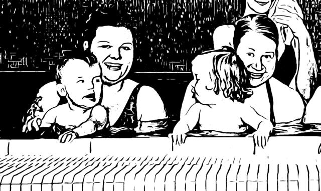 Beim Babyschwimmen lernt man die ersten Komplizen kennen. | Foto: Kein-Drama Mama/Comica 