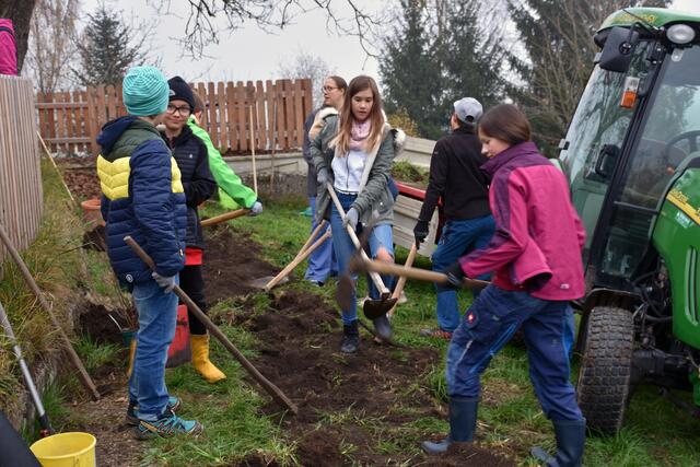 Die Gesunde Gemeinde Pabneukirchen pflanzte mit Schülern der MS Pabneukirchen, BU-Schwerpunkt mit Lehrerin Jennifer Böhm, und der Gemeinde einen Naschgarten.  | Foto: Zinterhof