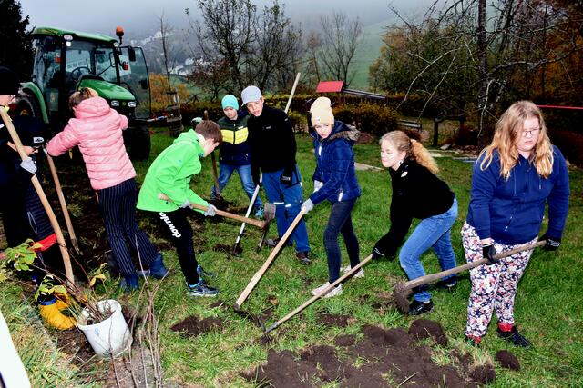 Die Gesunde Gemeinde Pabneukirchen pflanzte mit Schülern der MS Pabneukirchen, BU-Schwerpunkt mit Lehrerin Jennifer Böhm, und der Gemeinde einen Naschgarten.  | Foto: Zinterhof