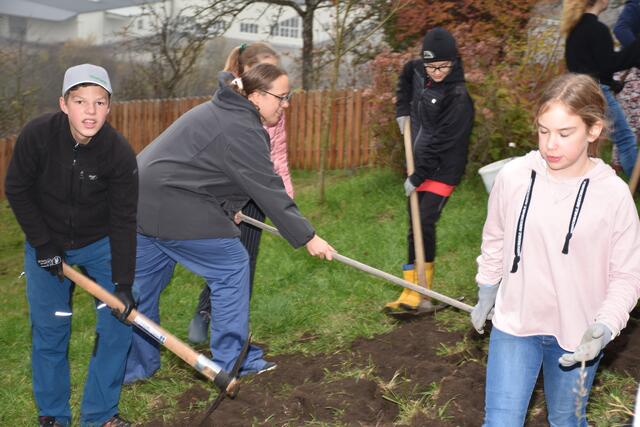 Die Gesunde Gemeinde Pabneukirchen pflanzte mit Schülern der MS Pabneukirchen, BU-Schwerpunkt mit Lehrerin Jennifer Böhm, und der Gemeinde einen Naschgarten.  | Foto: Zinterhof