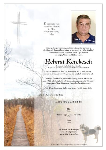 Helmut Kerekesch ✝︎ 23. November 2022