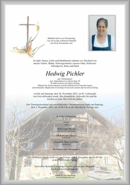Hedwig Pichler ✝︎ 26. November 2022