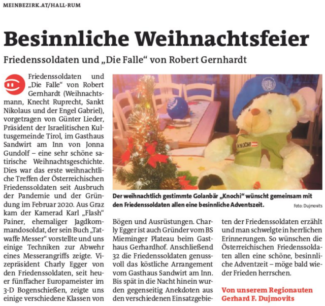 Danke an Michael Kendlbacher :-) | Foto: Gerhard F. Dujmovits - Austrian Soldier of Peace