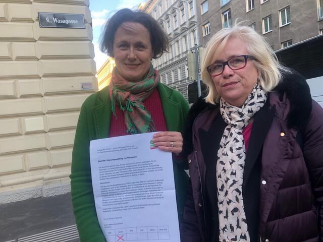 Gehen künftig getrennte Wege: die stellvertretende Bezirksvorsteherin Josefa Molitor-Ruckenbauer (l.) und Bezikrsrätin Momo Kreutz (beide Grüne). Kreutz trat aus dem grünen Klub im Alsergrunder Bezirksparlament aus.  | Foto: Grüne Alsergrund