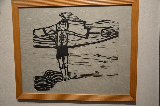 "Christus als Weltenrichter", ein Holzschnitt von Wilfried Kuss