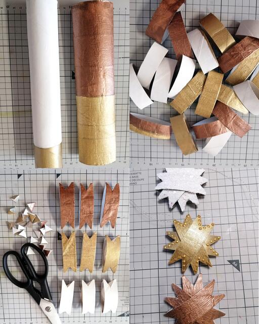 Bastelanleitung Upcycling, Sterne aus Küchenrollenkarton. | Foto: helga Forstner