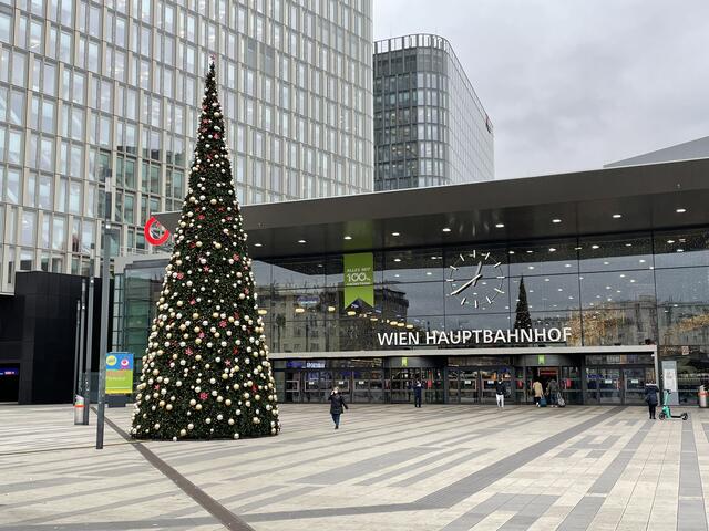 Am Dienstag wird es sonnig, am Mittwoch wird der Christbaum vor dem Wiener Hauptbahnhof aber wohl wieder angezuckert werden. | Foto: Karl Pufler