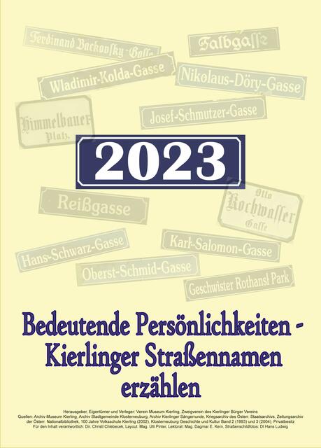 Titelblatt des Kalenders. | Foto: Museum Kierling
