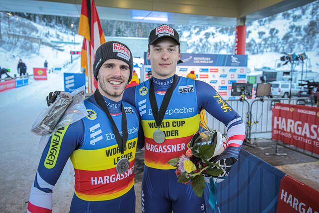 Riccardo Schöpf und Partner Juri Gatt sicherten sich beim Weltcup in Park City den zweiten Rang. | Foto: FIL/Galinovskis