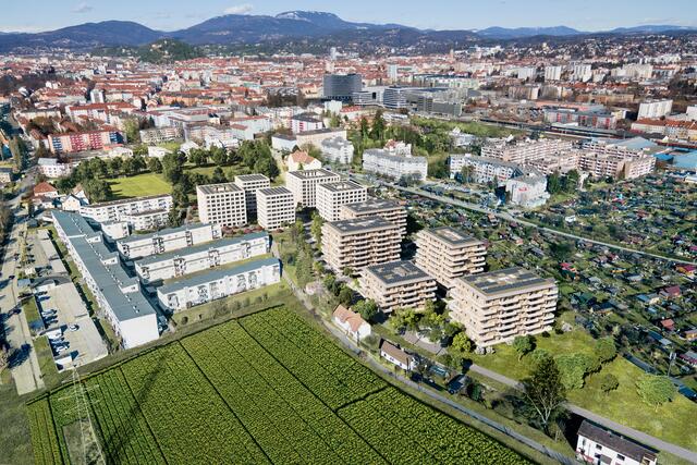 Im Süden von Graz Jakomini soll bis Ende 2024 das Projekt "Jakomini Verde" gebaut werden: Zehn Wohngebäude mit 570 Wohnungen und einem 20.000 Quadratmeter großen Park sollen entstehen. | Foto: Jakomini Verde