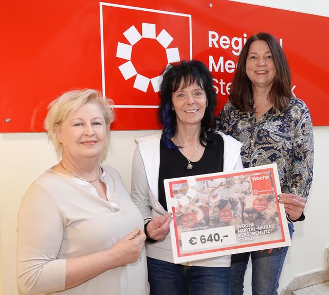Ein Teil des gesammelten Geldes (640 Euro) wurde von Astrid Wieser (r.) und Gudrun Pichler an Sabine Lassnig (Mitte) übergeben. Sie will damit Personen in der Region helfen. | Foto: KK