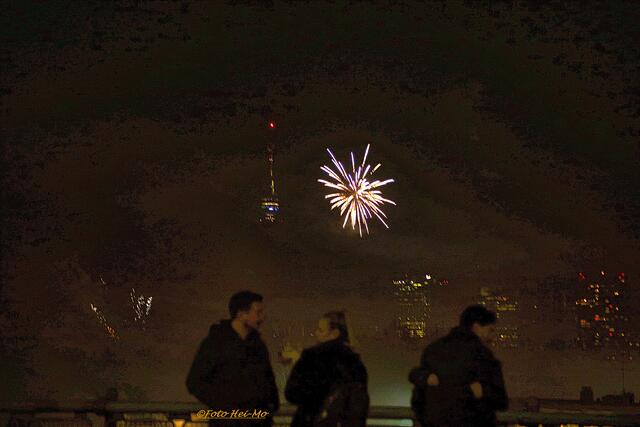 Auf der Floridsdorfer Brücke standen viele Leute um alles zu bewundern. Hier der Donauturm im Hintergrund.