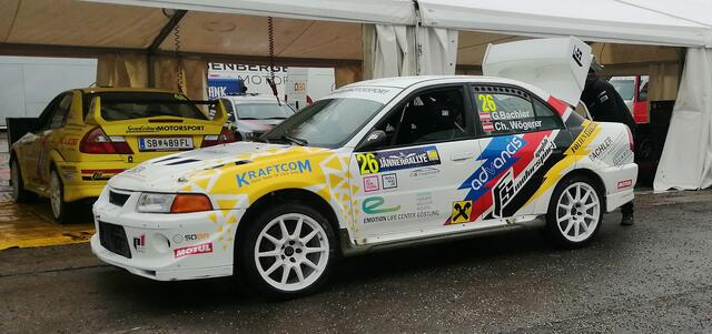 Auch Sie sind in einem Mitsubishi EVO VI unterwegs: Gerald Bachler mit Co Christoph Wögerer