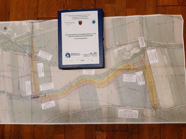 So sieht der Plan des Projektes des Rückhaltebeckens aus | Foto: Gerald Hüller/Marz