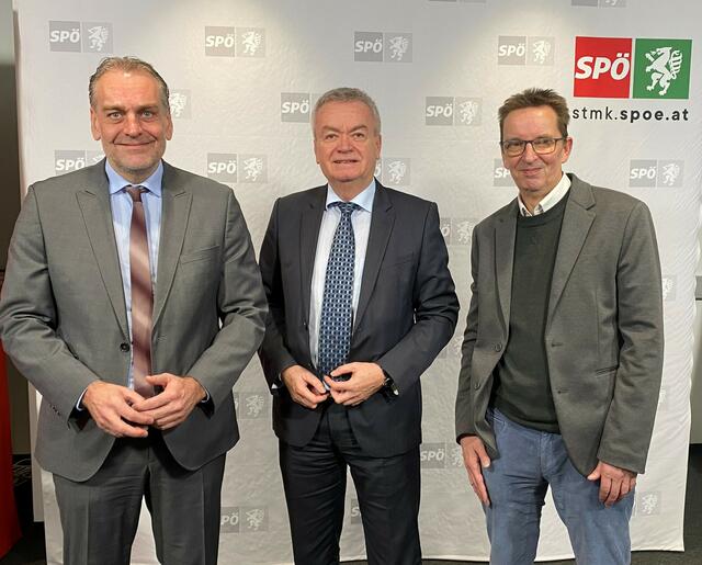 Andreas Kollross, Anton Lang und GVV Landesgeschäftsführer Gernot Leskovar präsentierten am 11. Jänner ihre Forderungen. | Foto: Carina Mayerhofer-Leitner
