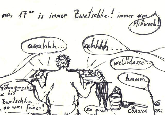 Auf humorvolle Weise bringt Künstlerin Corona Gsteu Saunagschichtln aus dem Amalienbad oder Brigittenauer Bad zu Papier.
 | Foto: Corona Gsteu