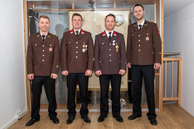 Das neu gewählte Kommando in Neustift: v.l. Christoph Hofer (Schriftführer), Andre Knoflach (Kdt. Stellvertreter), Marco Stern (Kommandant), Johannes Mayr (Kassier) | Foto: FF Neustift