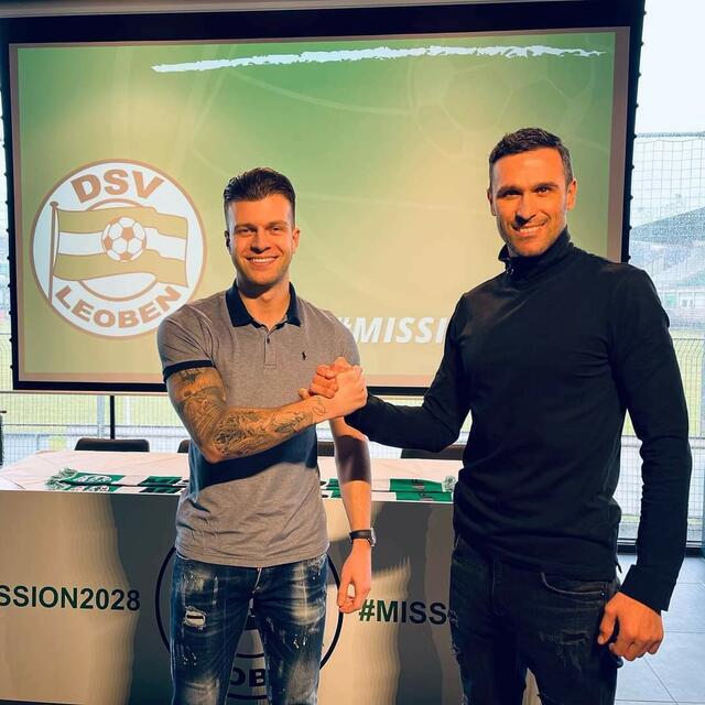 DSV Leoben-Sportdirektor Viktor Stevanovic (li.) mit Dino Skvorc. | Foto: DSV Leoben