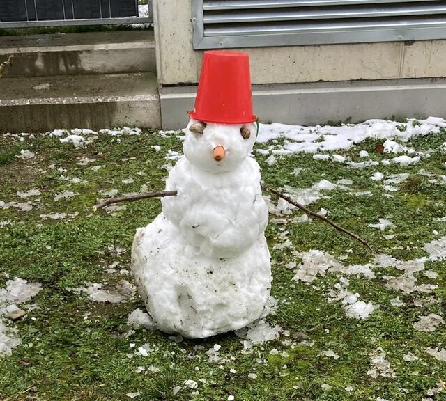 Klein aber oho! Diesen herzigen Schneemann haben Kinder aus der Donaustadt gebaut. | Foto: mjp