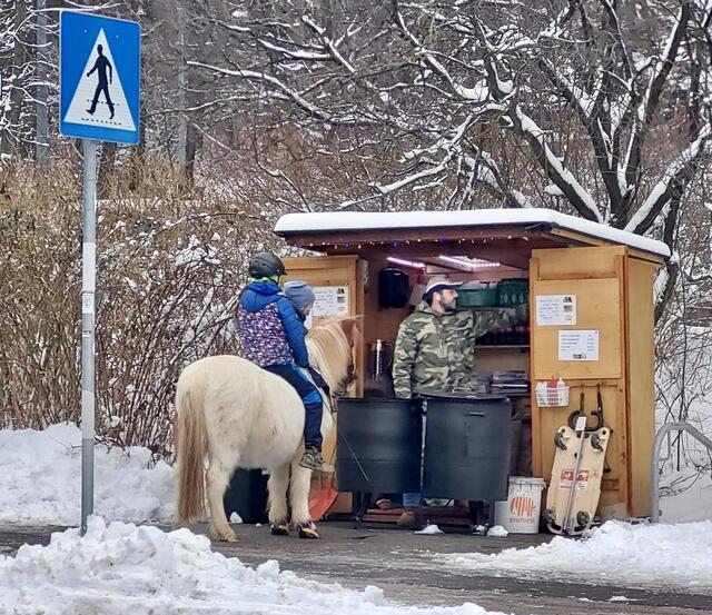 Wer keine Lust auf Bobfahren hat, kann ja mal mit dem Pferd zum Maronistand reiten. | Foto: Antonio Šećerović/RMW