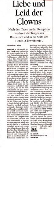 Rezension über drei Tage im Hotel "Clownifornia" Tiroler Tageszeitung - Christian J. Winder. | Foto: Marcantonio Marino / FdT