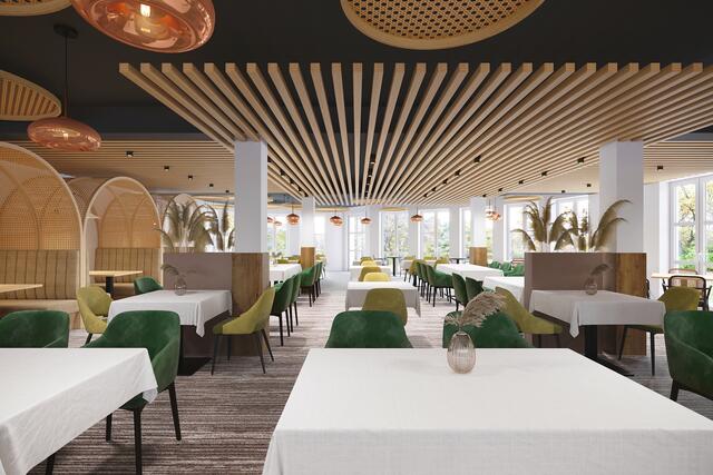 Im neu gestalteten Restaurant warten eine erweiterte Buffetlandschaft und Frontcooking-Stationen. | Foto: Thurner Generalplanung